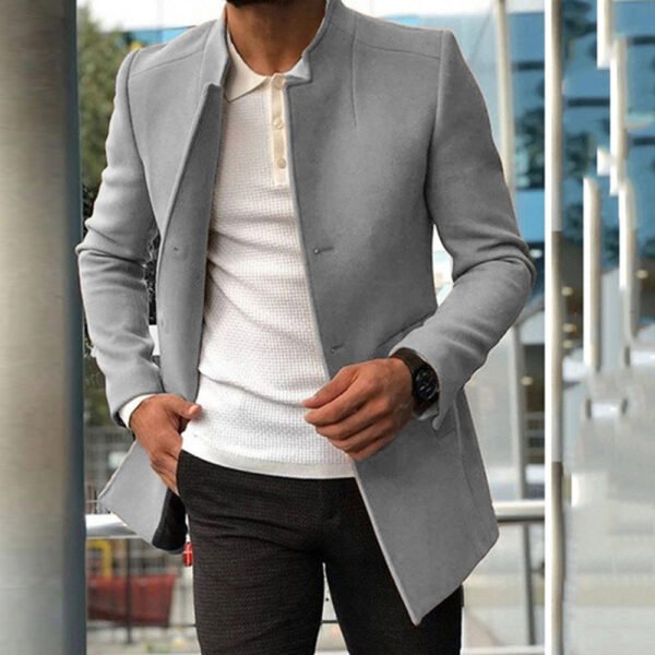 Men's Slim Coat Fashion Single-breasted Solid Color. - Image 3