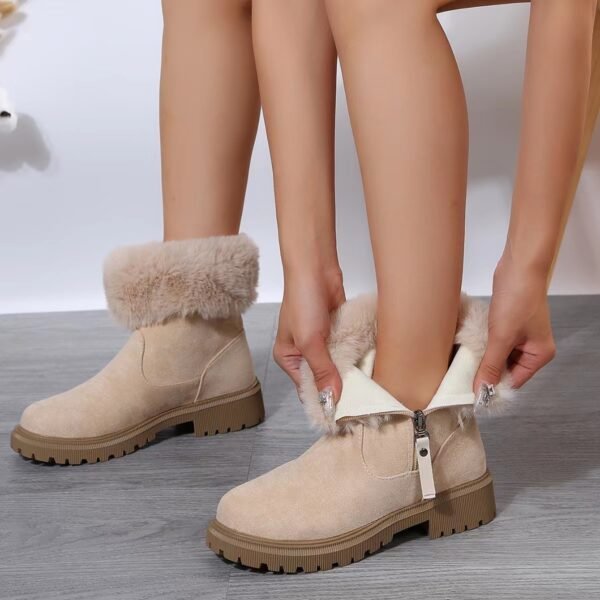 Warm Plush Boots, Winter Fashion Side-Zipper, Snow Boot. - Image 3