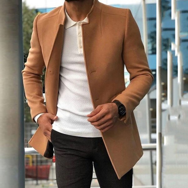 Men's Slim Coat Fashion Single-breasted Solid Color. - Image 2