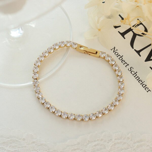 Fully-jeweled Zircon Bracelet Bling, Chain Bracelet For Girls. - Image 4