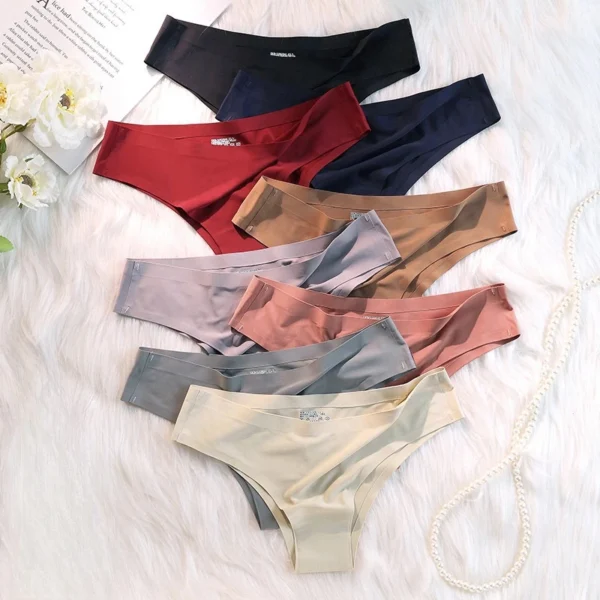 4PCS/Set Seamless Panties Women Sexy Underwear Ice Silk Underpants. - Image 3